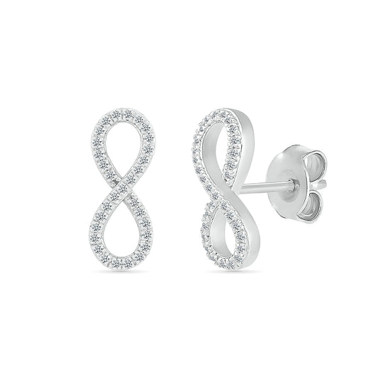 1/8 ct. tw. Diamond Infinity Earrings in 10K White Gold