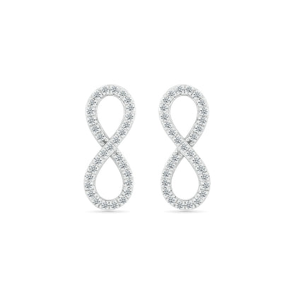 1/8 ct. tw. Diamond Infinity Earrings in 10K White Gold close-up detail