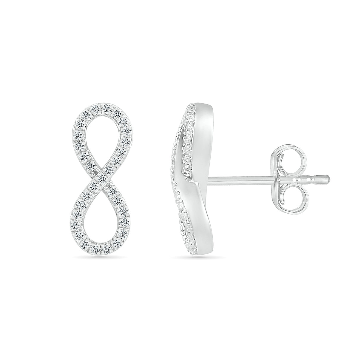 1/8 ct. tw. Diamond Infinity Earrings in 10K White Gold front view