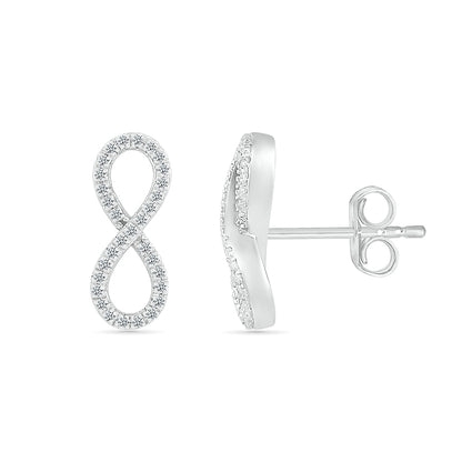 1/8 ct. tw. Diamond Infinity Earrings in 10K White Gold front view