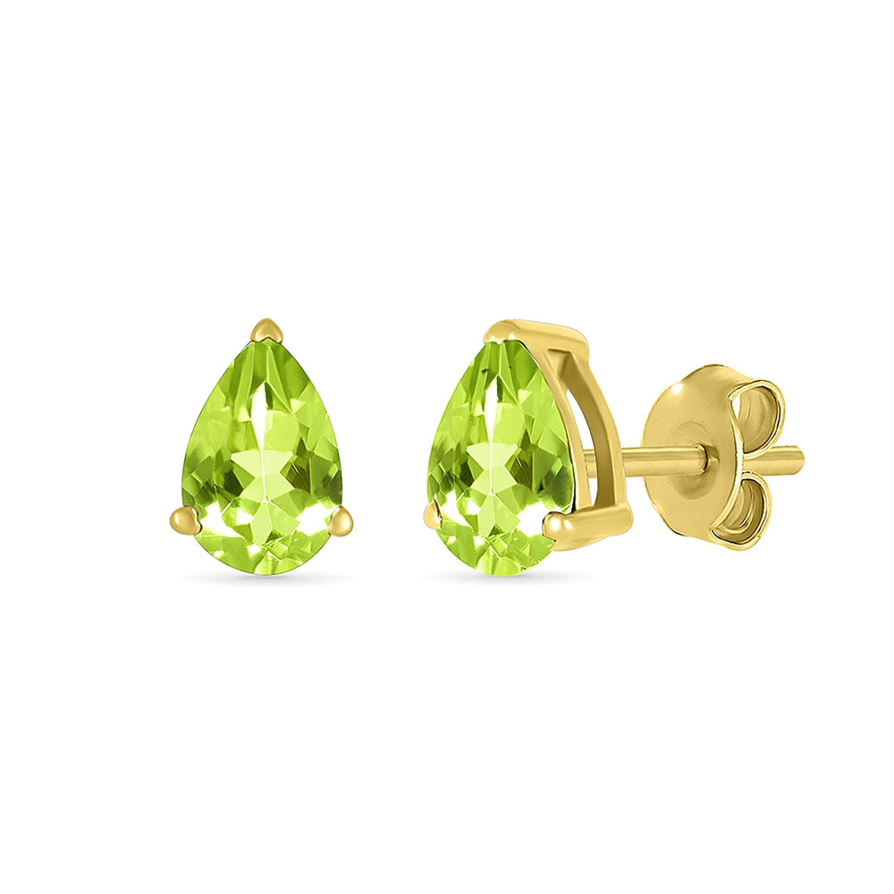 Pear Peridot Earrings in 10K Yellow Gold