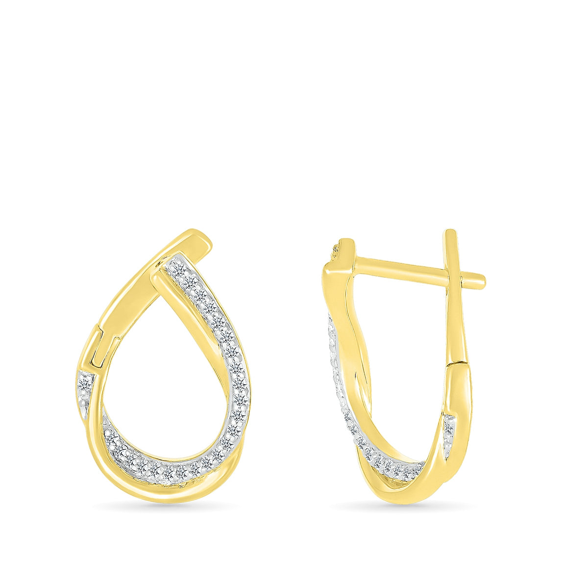 1/5 ct. tw. Diamond Front-Facing Hoops in 10K Yellow Gold front view