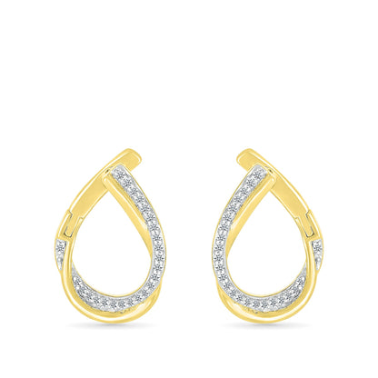1/5 ct. tw. Diamond Front-Facing Hoops in 10K Yellow Gold close-up detail