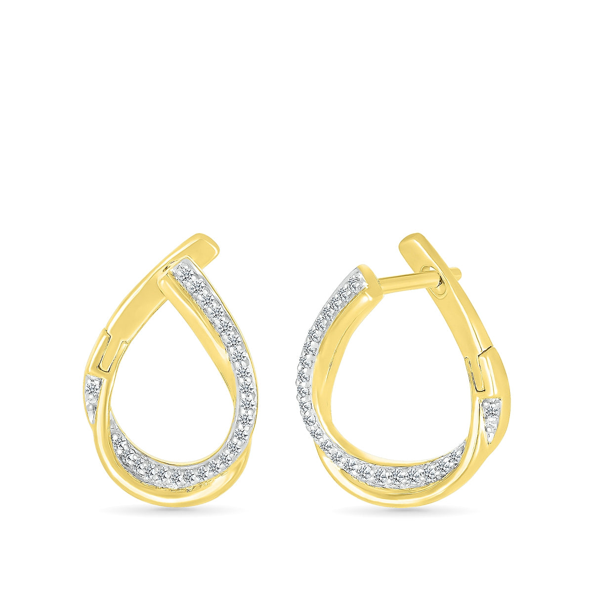 1/5 ct. tw. Diamond Front-Facing Hoops in 10K Yellow Gold