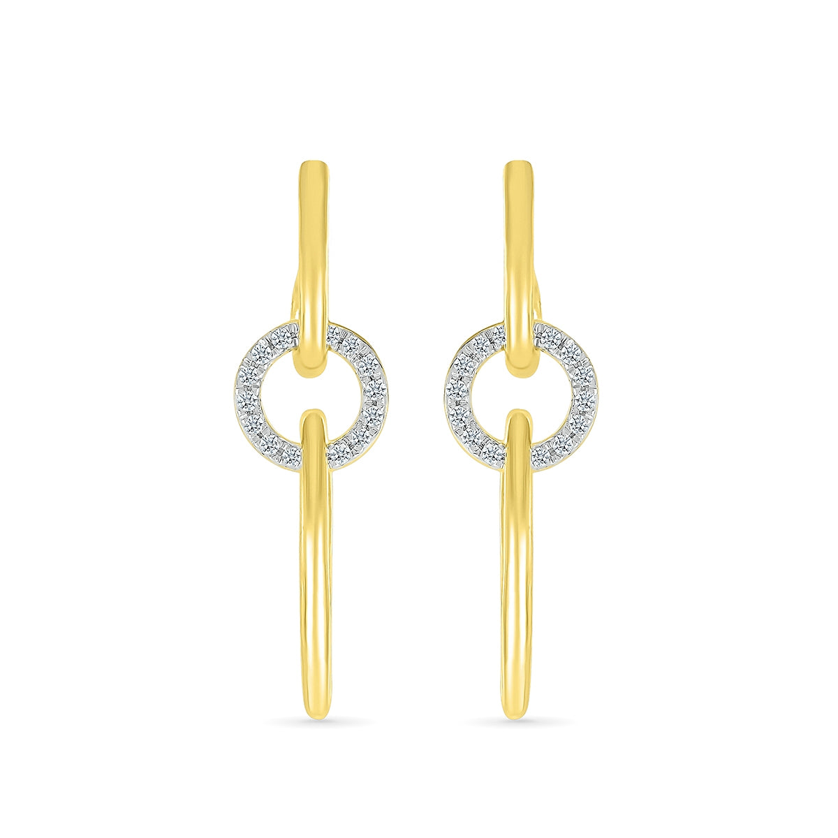 1/8 ct. tw. Diamond Link Dangle Earrings in 10K Yellow Gold front view