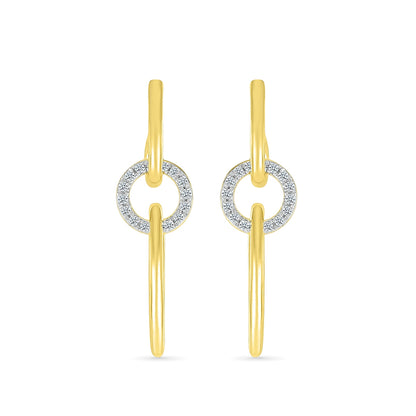 1/8 ct. tw. Diamond Link Dangle Earrings in 10K Yellow Gold front view