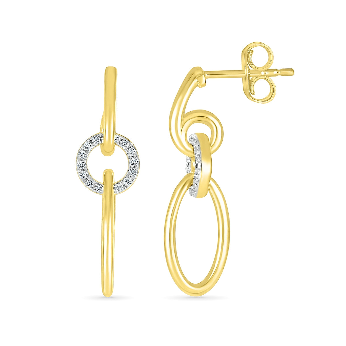 1/8 ct. tw. Diamond Link Dangle Earrings in 10K Yellow Gold close-up detail