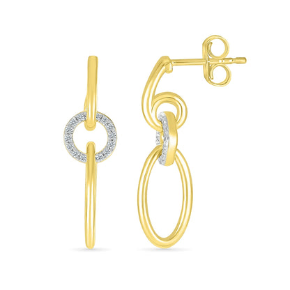 1/8 ct. tw. Diamond Link Dangle Earrings in 10K Yellow Gold close-up detail
