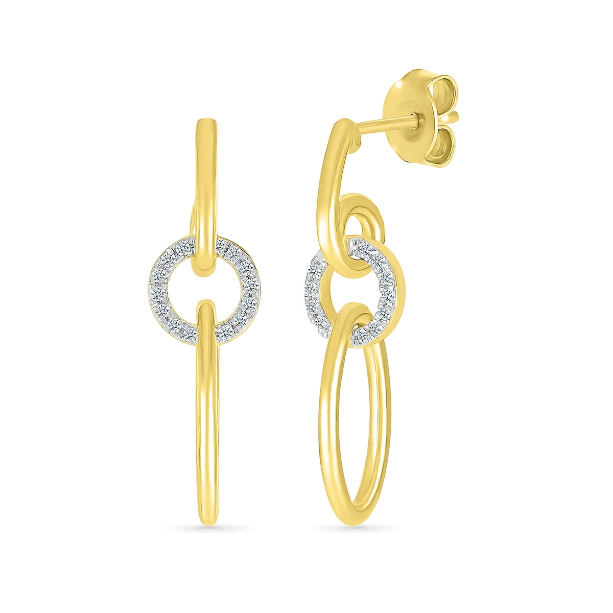 1/8 ct. tw. Diamond Link Dangle Earrings in 10K Yellow Gold
