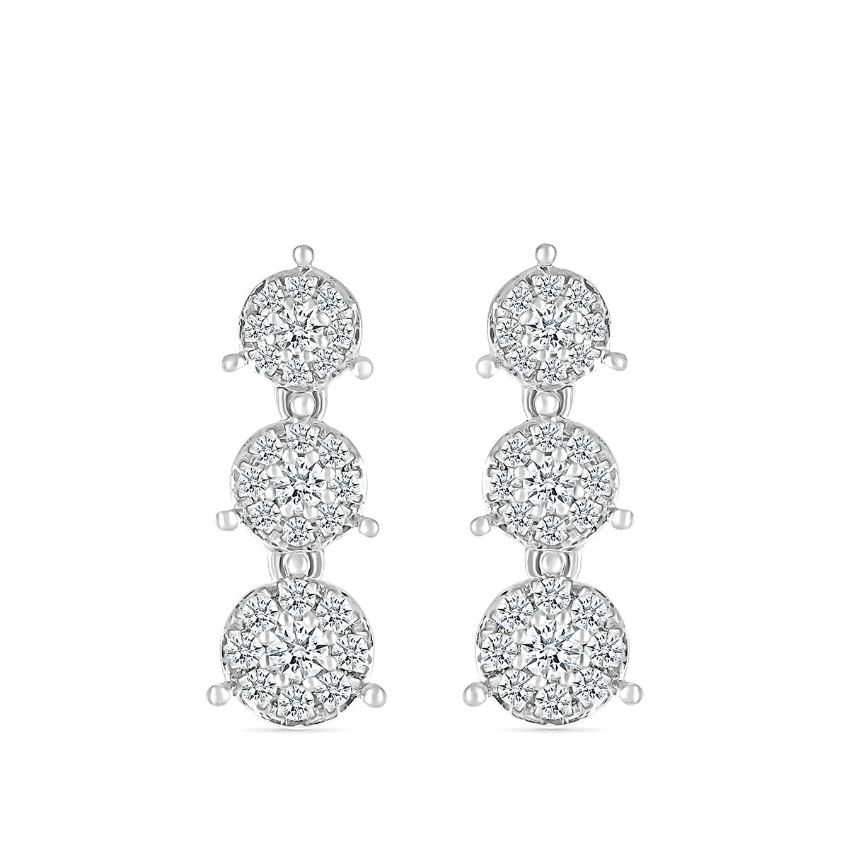 Fairytale Diamonds 1/3 ct. tw. Diamond Triple Cluster Dangle Earrings in 10K White Gold front view