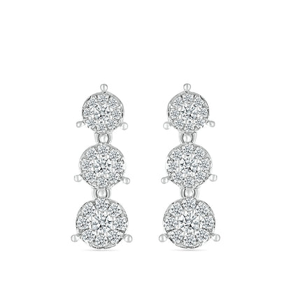 Fairytale Diamonds 1/3 ct. tw. Diamond Triple Cluster Dangle Earrings in 10K White Gold front view