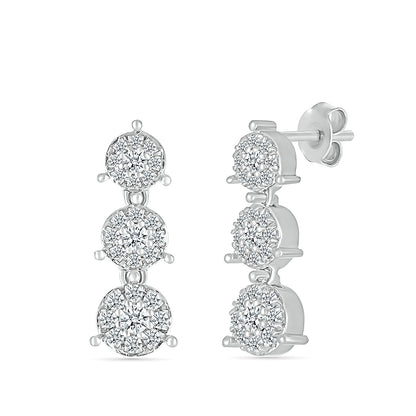 Fairytale Diamonds 1/3 ct. tw. Diamond Triple Cluster Dangle Earrings in 10K White Gold