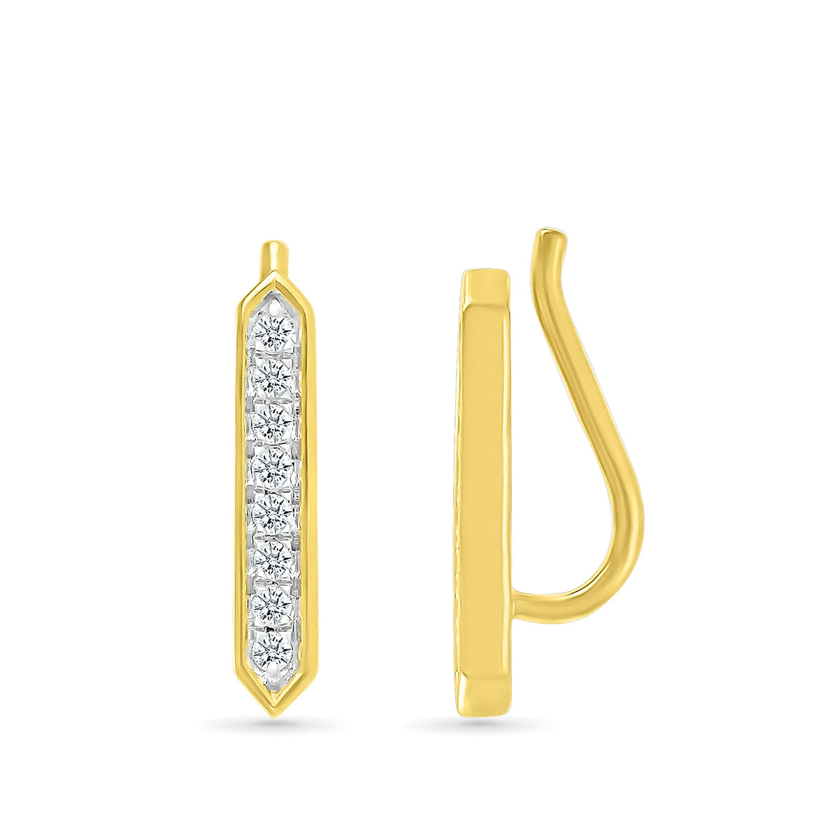 1/8 ct. tw. Diamond Bar Ear Climber in 10K Yellow Gold front view