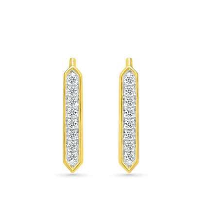 1/8 ct. tw. Diamond Bar Ear Climber in 10K Yellow Gold close-up detail