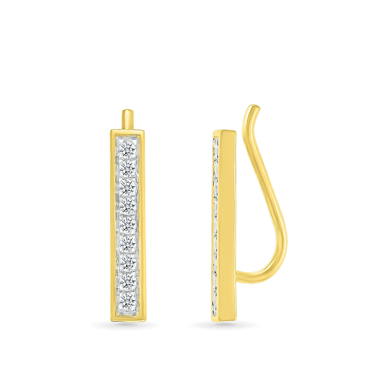 1/6 ct. tw. Diamond Bar Ear Climber in 10K Yellow Gold front view