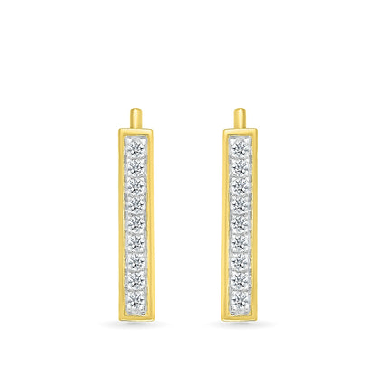 1/6 ct. tw. Diamond Bar Ear Climber in 10K Yellow Gold close-up detail