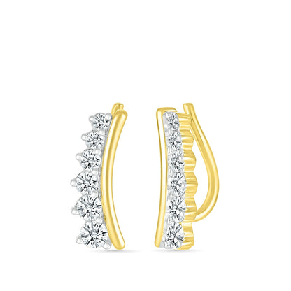 1/3 ct. tw. Diamond Graduated Curved Ear Climber in 10K Yellow Gold