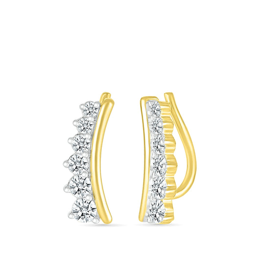1/3 ct. tw. Diamond Graduated Curved Ear Climber in 10K Yellow Gold