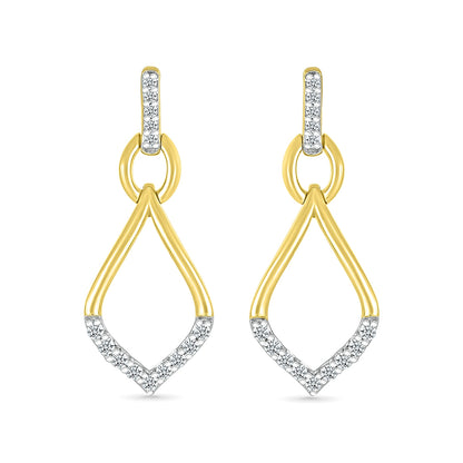 1/6 ct. tw. Diamond Pointed Teardrop Drop Earrings in 10K Yellow Gold close-up detail