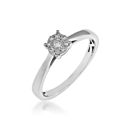 Fairytale Diamonds 1/10 ct. tw. Round Diamond Cluster Promise Ring with Miracle Plating in 10K White Gold