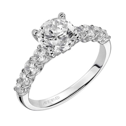 Artcarved Classic 5/8 ct. tw. Split Shank Round Diamond Semi-Mount Engagement Ring in 14K White Gold close-up detail