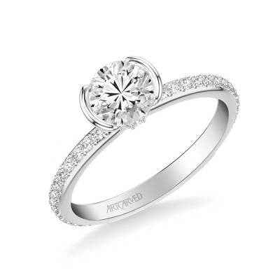 ArtCarved Contemporary 1/3 ct. tw. Diamond Semi-Mount Engagement Ring in 14K White Gold close-up detail