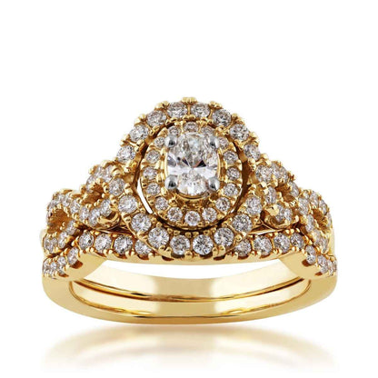 Amaura 1 ct. tw. Oval Diamond Double Halo Wedding Set with Infinity Band in 10K Yellow Gold - RB-7820-A44 10Y