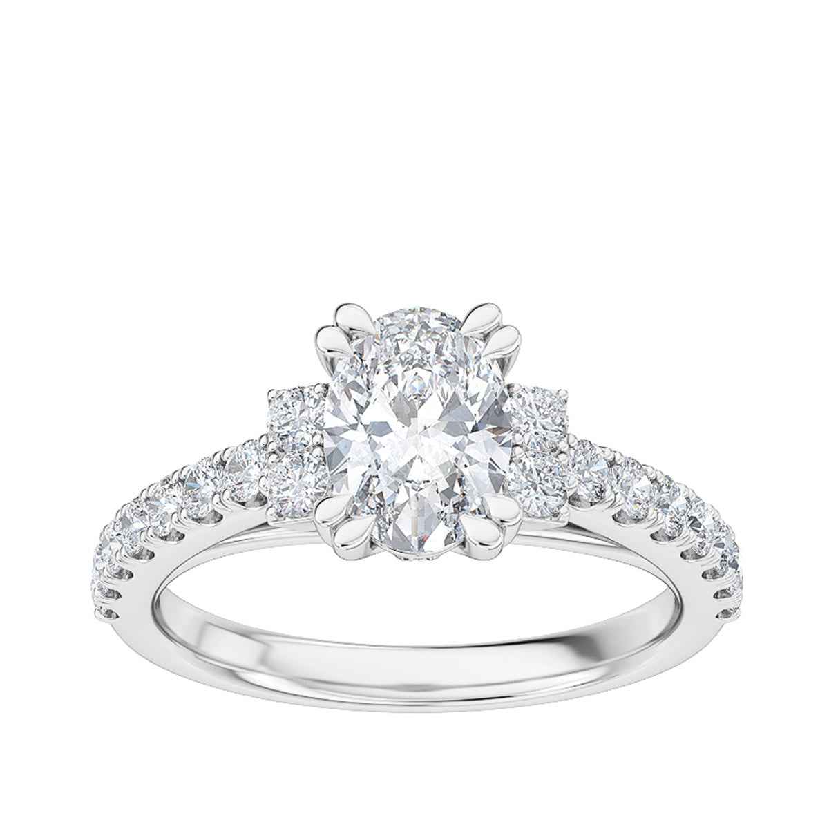 Adamante 1-1/2 ct. tw. Lab-Grown Oval Diamond Engagement Ring with Side Diamond Accents & Band in 14K White Gold