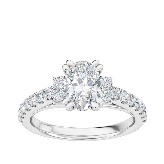 Adamante 1-1/2 ct. tw. Lab-Grown Oval Diamond Engagement Ring with Side Diamond Accents & Band in 14K White Gold