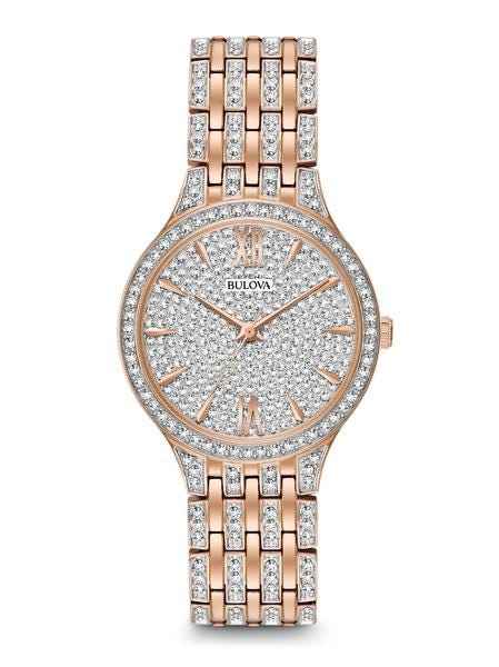 Bulova Crystal Collection Ladies' Watch in Pink Gold Toned Stainless Steel
