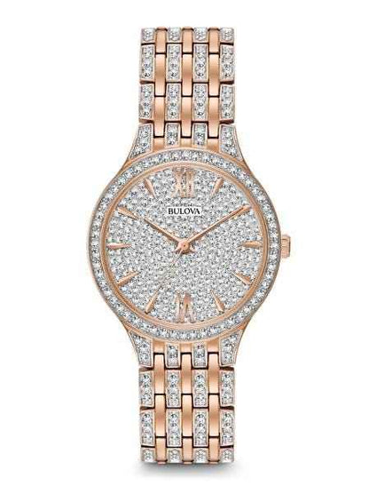 Bulova Crystal Collection Ladies' Watch in Pink Gold Toned Stainless Steel