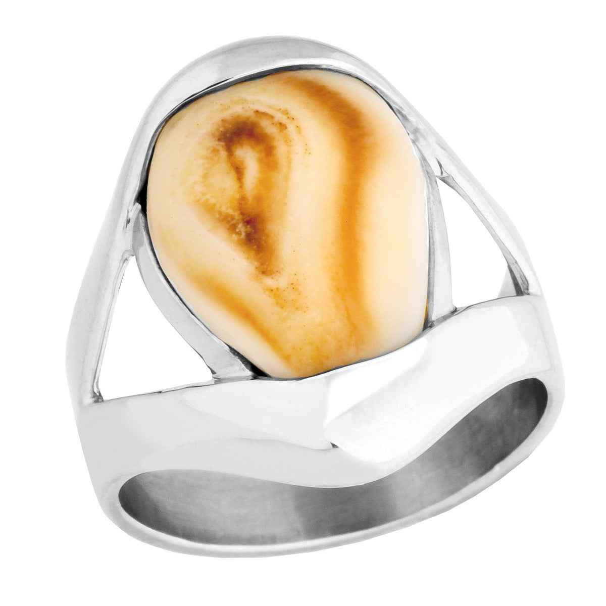 Ladies' Elk Ivory Ring in Sterling Silver - Fallon