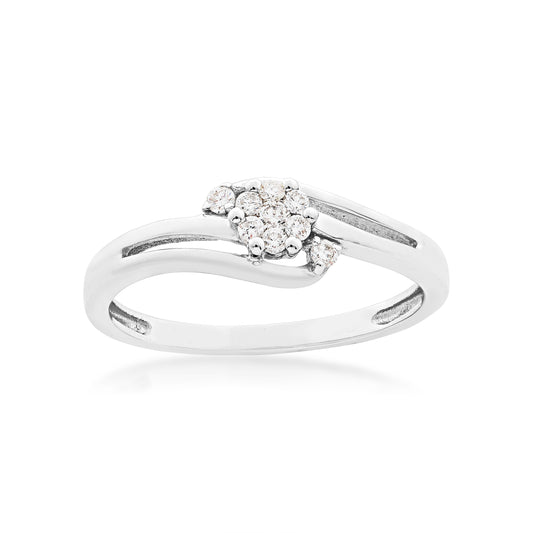 1/8 ct. tw. Round Diamond Cluster Promise Ring in 10K White Gold