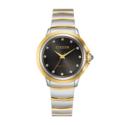 Citizen Ladies' Ceci Two-Tone Stainless Steel Watch with Black Dial