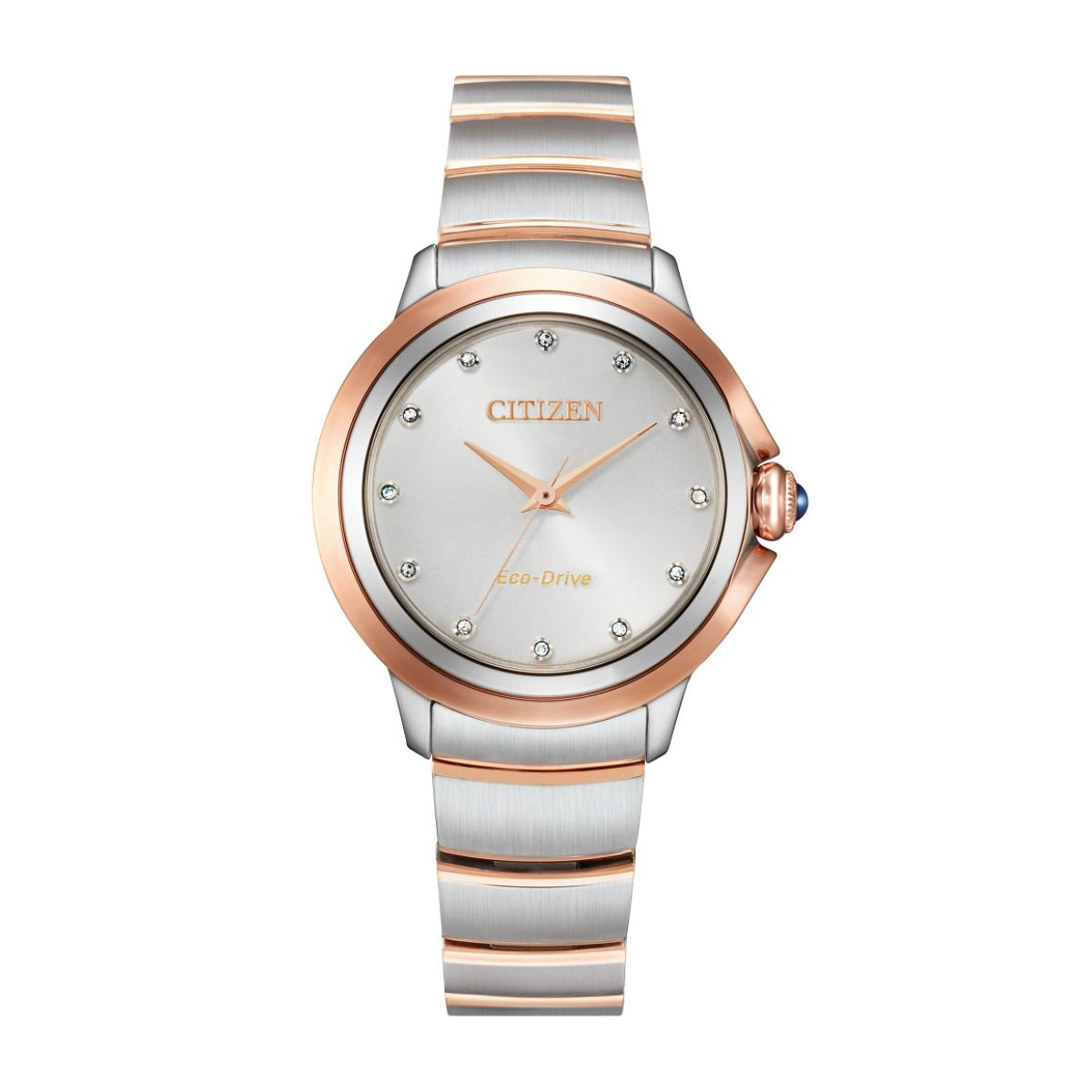 Citizen Ladies' Ceci Two-Tone White & Pink Stainless Steel Watch with Silver Dial