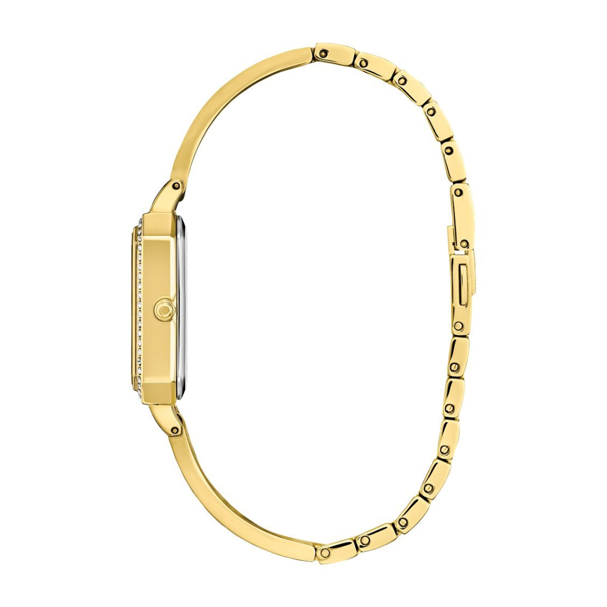 Citizen Ladies' Silhouette Crystal Gold-Tone Stainless Steel Watch with Black Dial front view