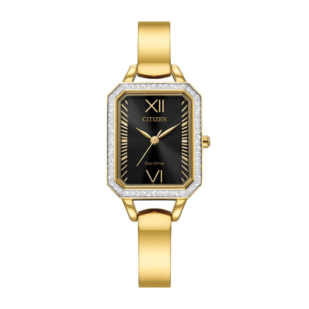 Citizen Ladies' Silhouette Crystal Gold-Tone Stainless Steel Watch with Black Dial