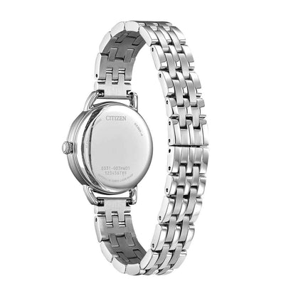 Citizen Ladies' Classic Coin Edge Eco-Drive Stainless Steel Watch with Silver Dial front view