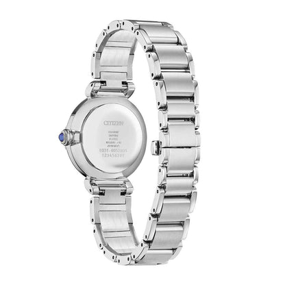 Citizen Ladies' L Mae Eco-Drive Stainless Steel Watch with Blue Mother of Pearl Dial front view