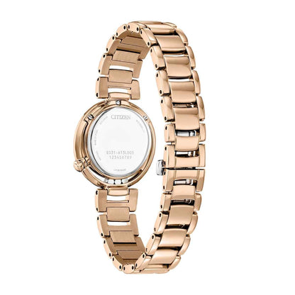 Citizen Ladies' L Arcly Eco-Drive Rose Gold-Tone Stainless Steel Watch with Green Dial front view