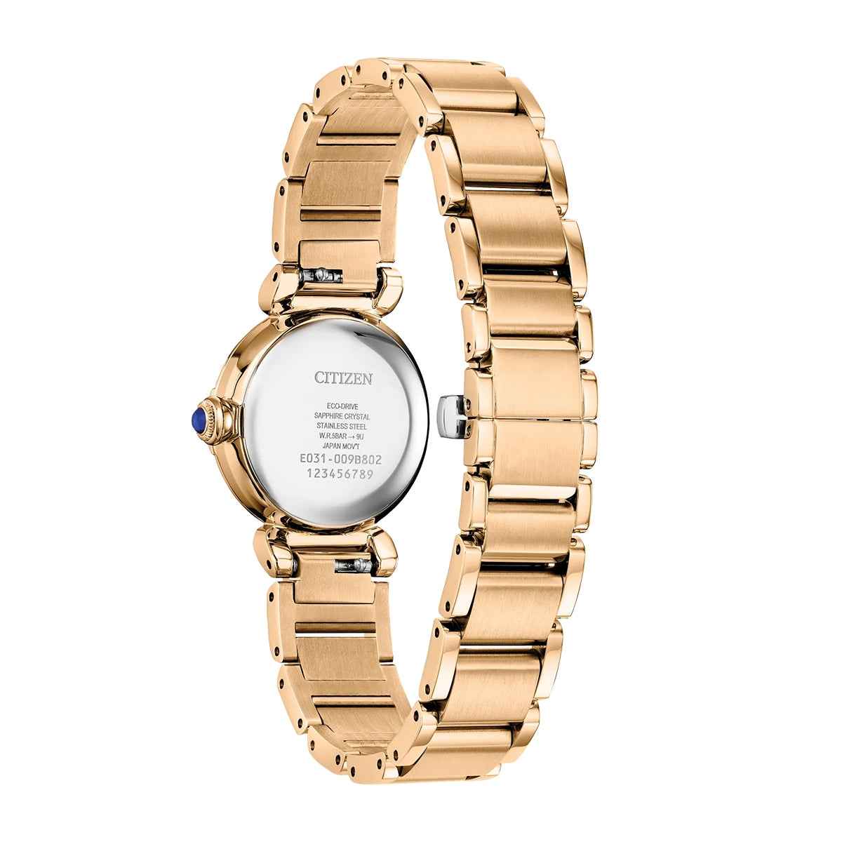 Citizen Ladies' L Mae Eco-Drive Gold-Tone Stainless Steel Watch with Mother of Pearl Dial front view