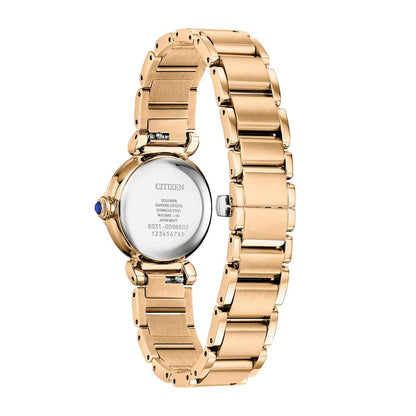 Citizen Ladies' L Mae Eco-Drive Gold-Tone Stainless Steel Watch with Mother of Pearl Dial front view