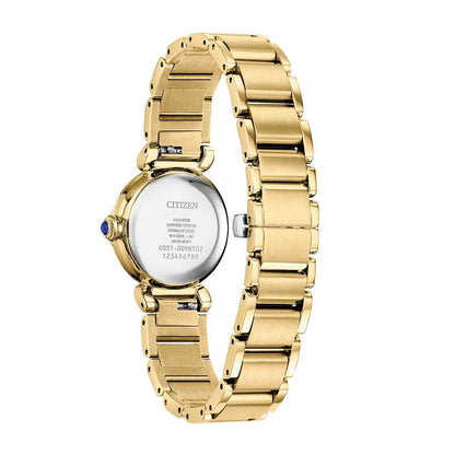 Citizen Ladies' L Mae Eco-Drive Stainless Steel Watch with Black Dial front view