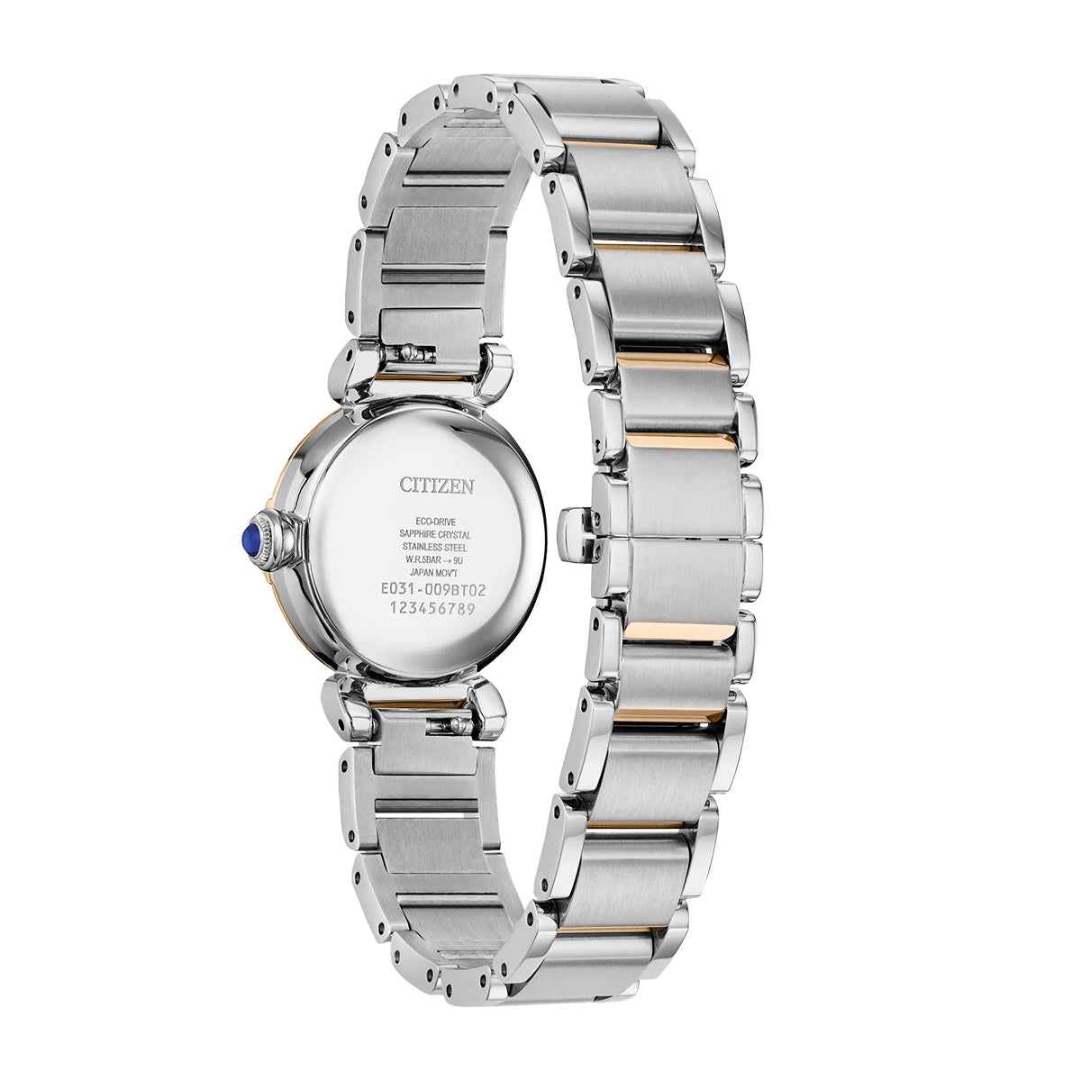 Citizen Ladies' L Mae Eco-Drive Two-Tone Stainless Steel Watch with Mother of Pearl Dial front view