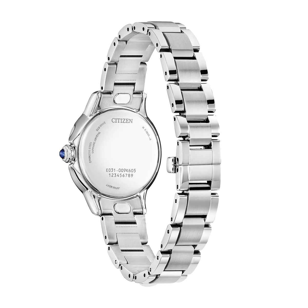 Citizen Ladies' L Ceci Eco-Drive Stainless Steel Watch with Black Dial front view