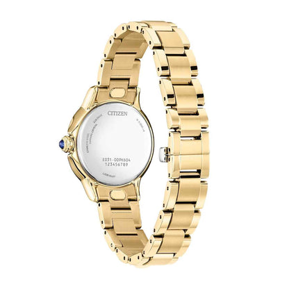 Citizen Ladies' L Ceci Eco-Drive Gold-Tone Stainless Steel Watch with White Dial front view