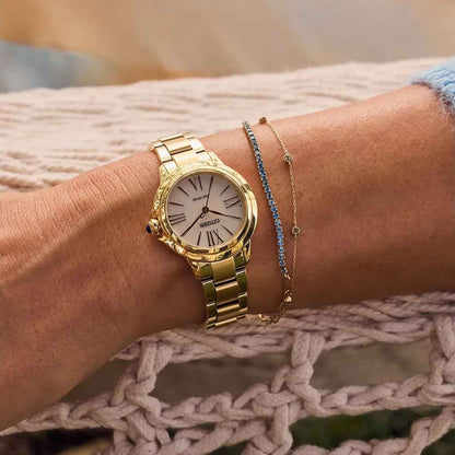 Citizen Ladies' L Ceci Eco-Drive Gold-Tone Stainless Steel Watch with White Dial side profile
