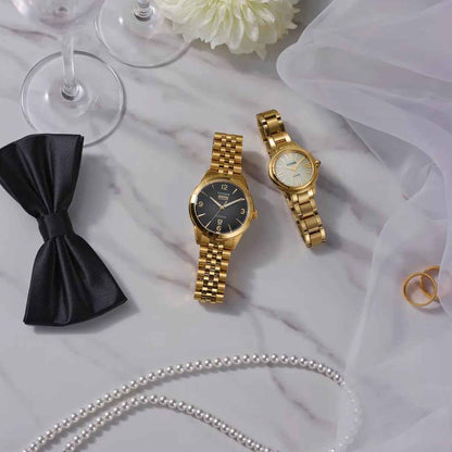 Citizen Ladies' L Ceci Eco-Drive Gold-Tone Stainless Steel Watch with White Dial close-up detail