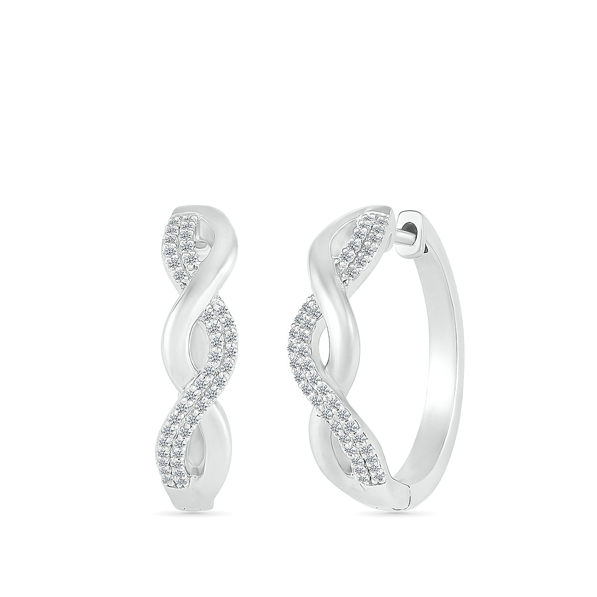 1/4 ct. tw. Diamond Twist Hoop Earrings in Sterling Silver