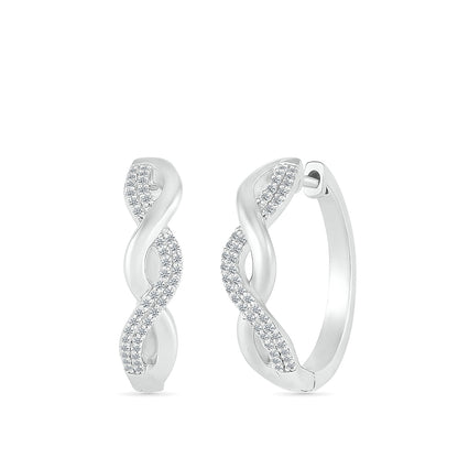 1/4 ct. tw. Diamond Twist Hoop Earrings in Sterling Silver